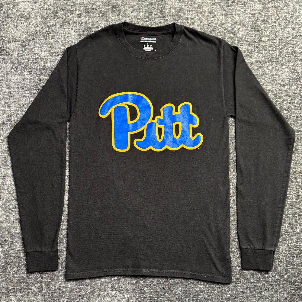 Champion Pitt University Long Sleeve T-Shirt Black Size Small Unisex – flaws